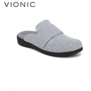 Vionic Gemma II Mule Slippers in Light Grey Flannel NWOT Size 7